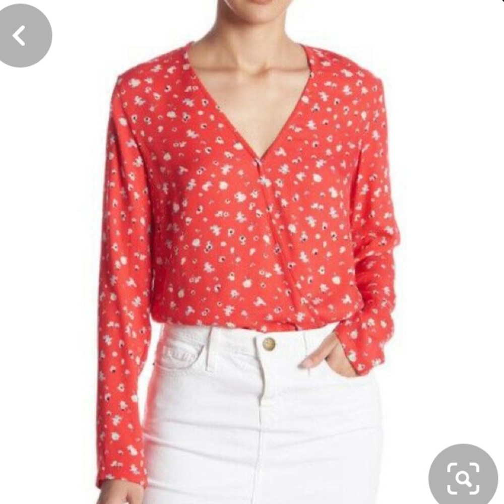 BRAND NEW Love, Fire Red Floral Bodysuit Blouse